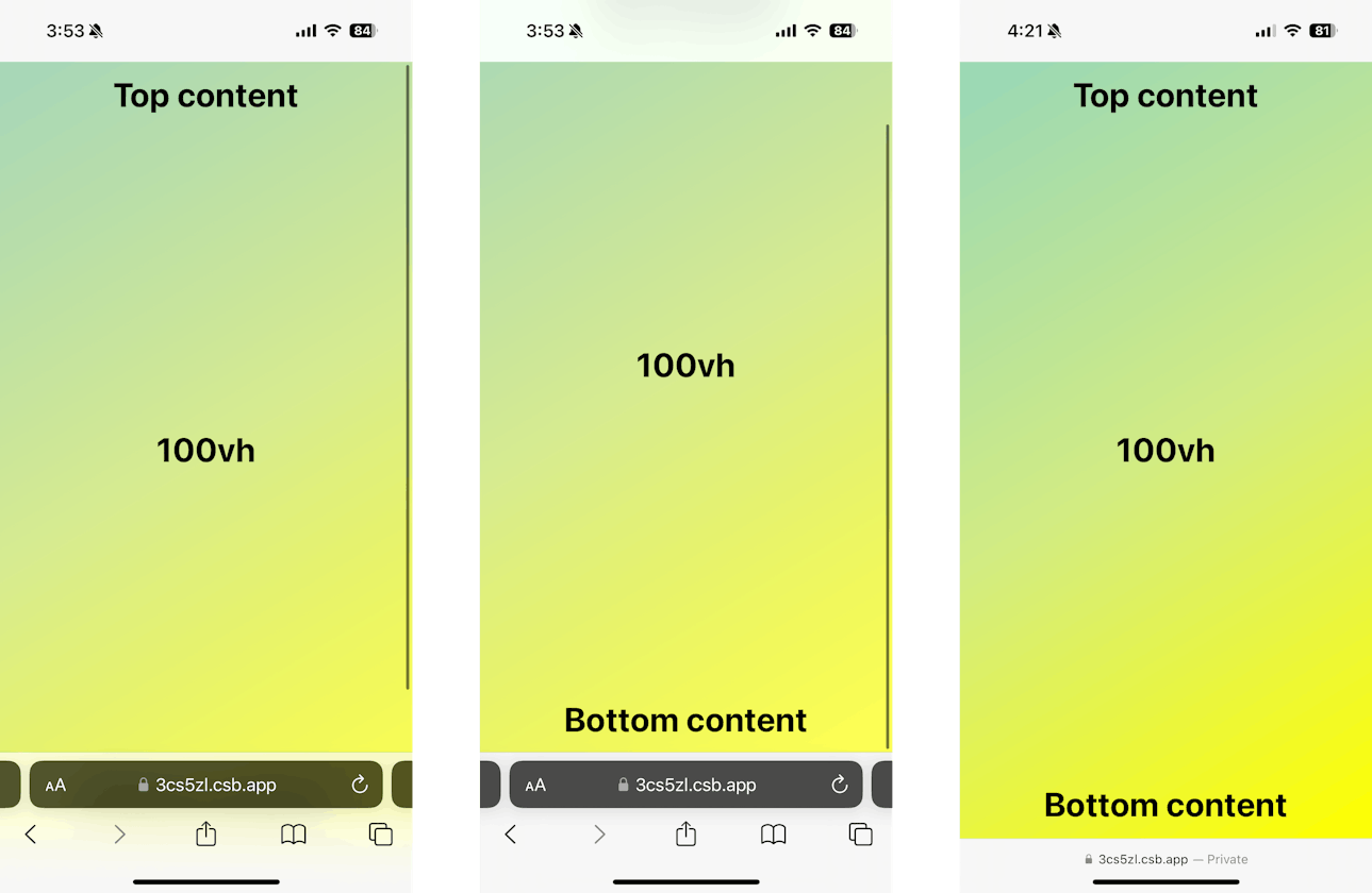 Handling iOS Safari toolbar for full height web content