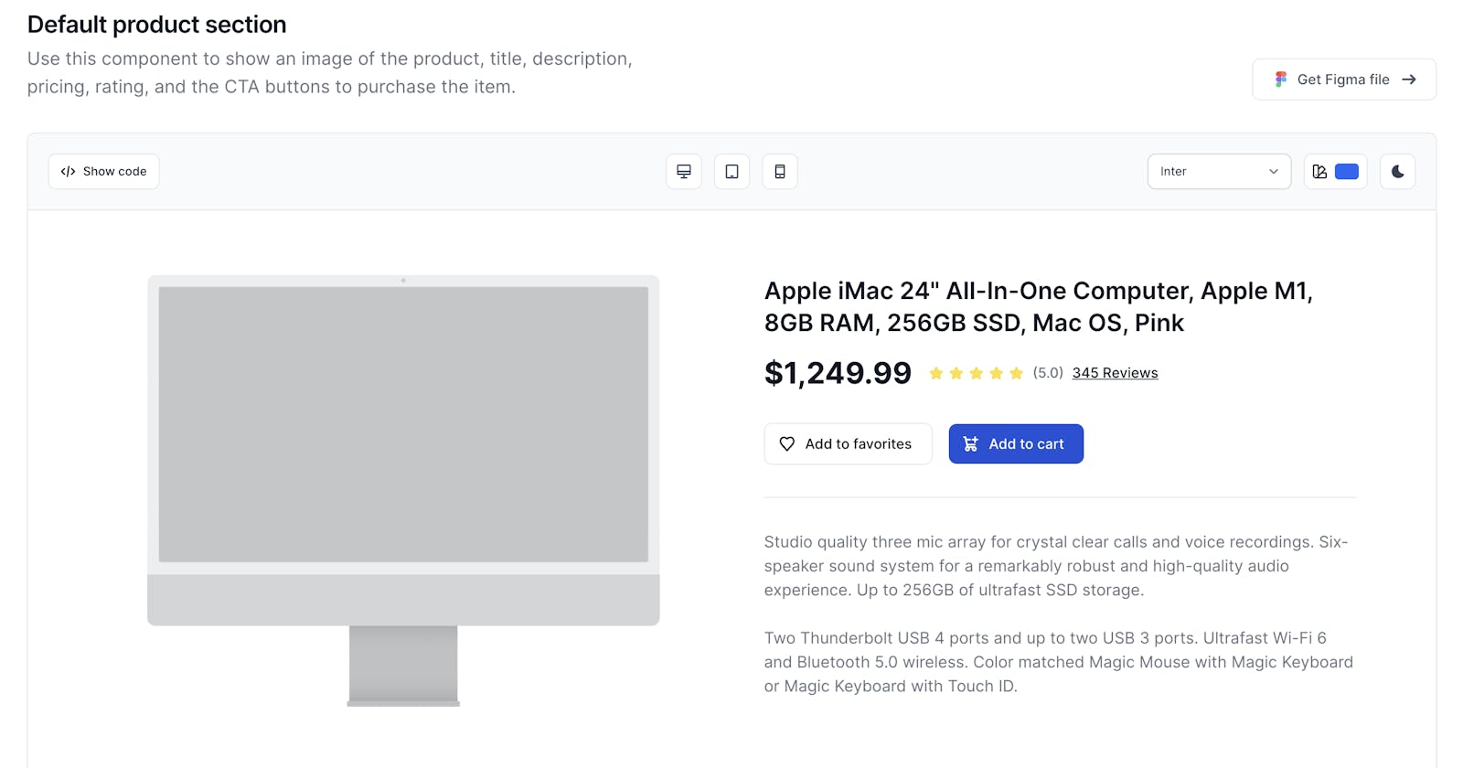 Product overview component examples built with Flowbite and Tailwind CSS for E-commerce