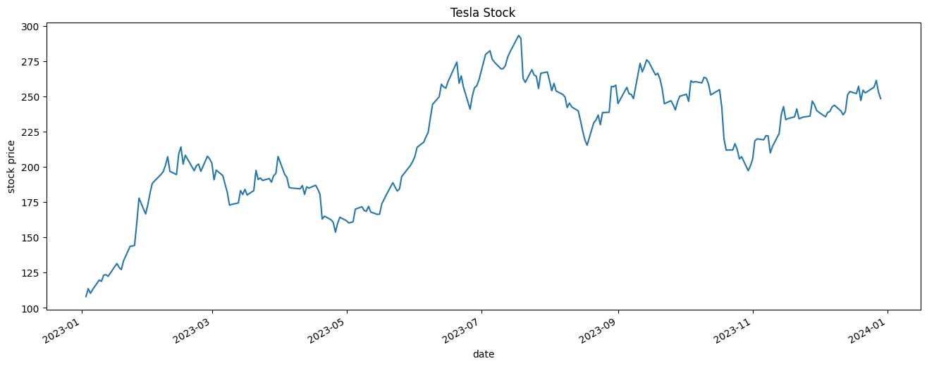 Tesla stock: Time Series Plot (Image by authors)