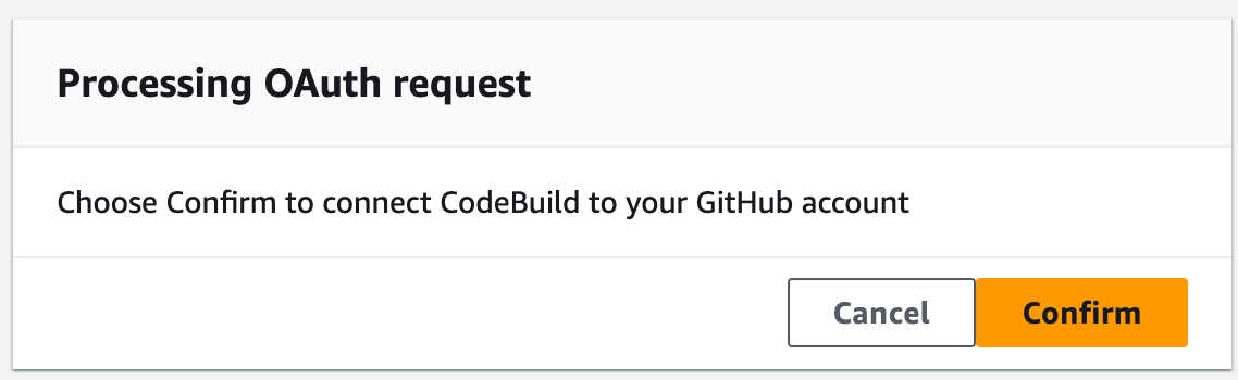 CodeBuild GitHub OAuth Confirmation