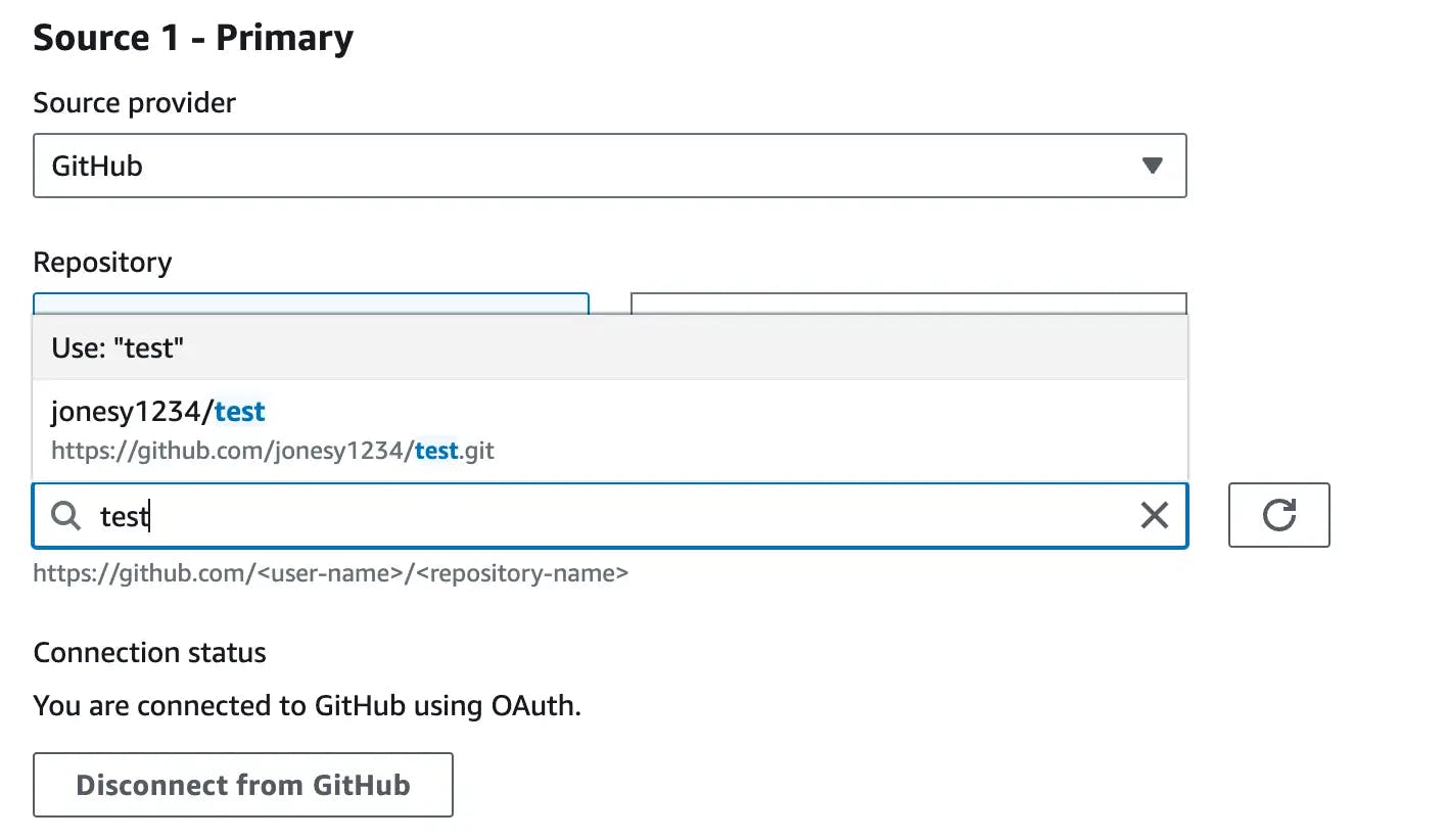 CodeBuid Listing GitHub Repositories