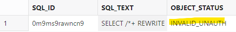 The SQL got invalidated after refreshing the Materialized View