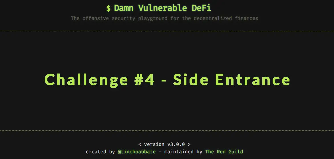 Damn Vulnerable DeFi | 4 - Side Entrance