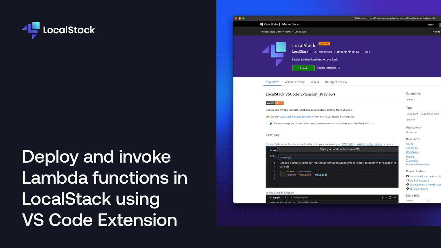 Deploy and invoke Lambda functions in LocalStack using VS Code Extension