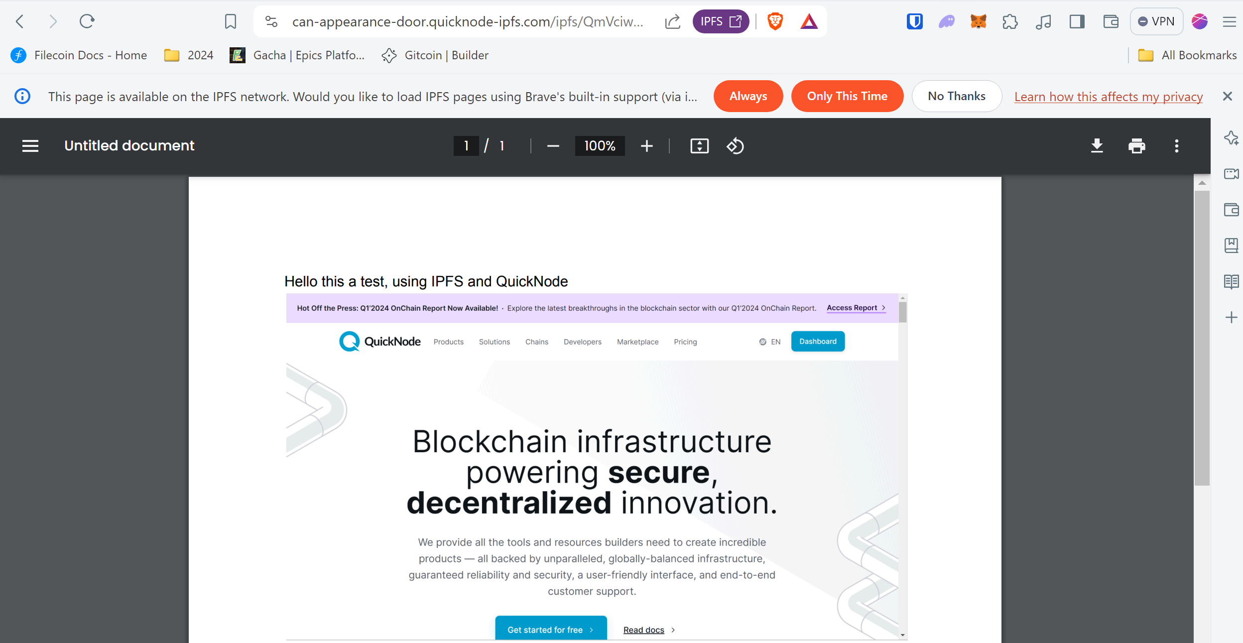 Final result about the auto-backup with IPFS and QuickNode