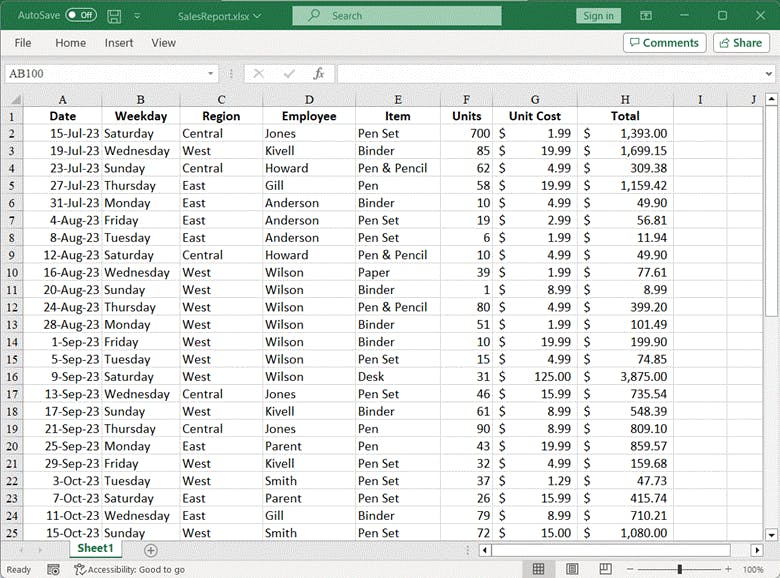 Input Excel document