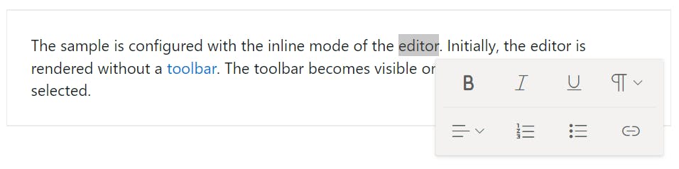 Inline editor in Blazor Rich Text Editor