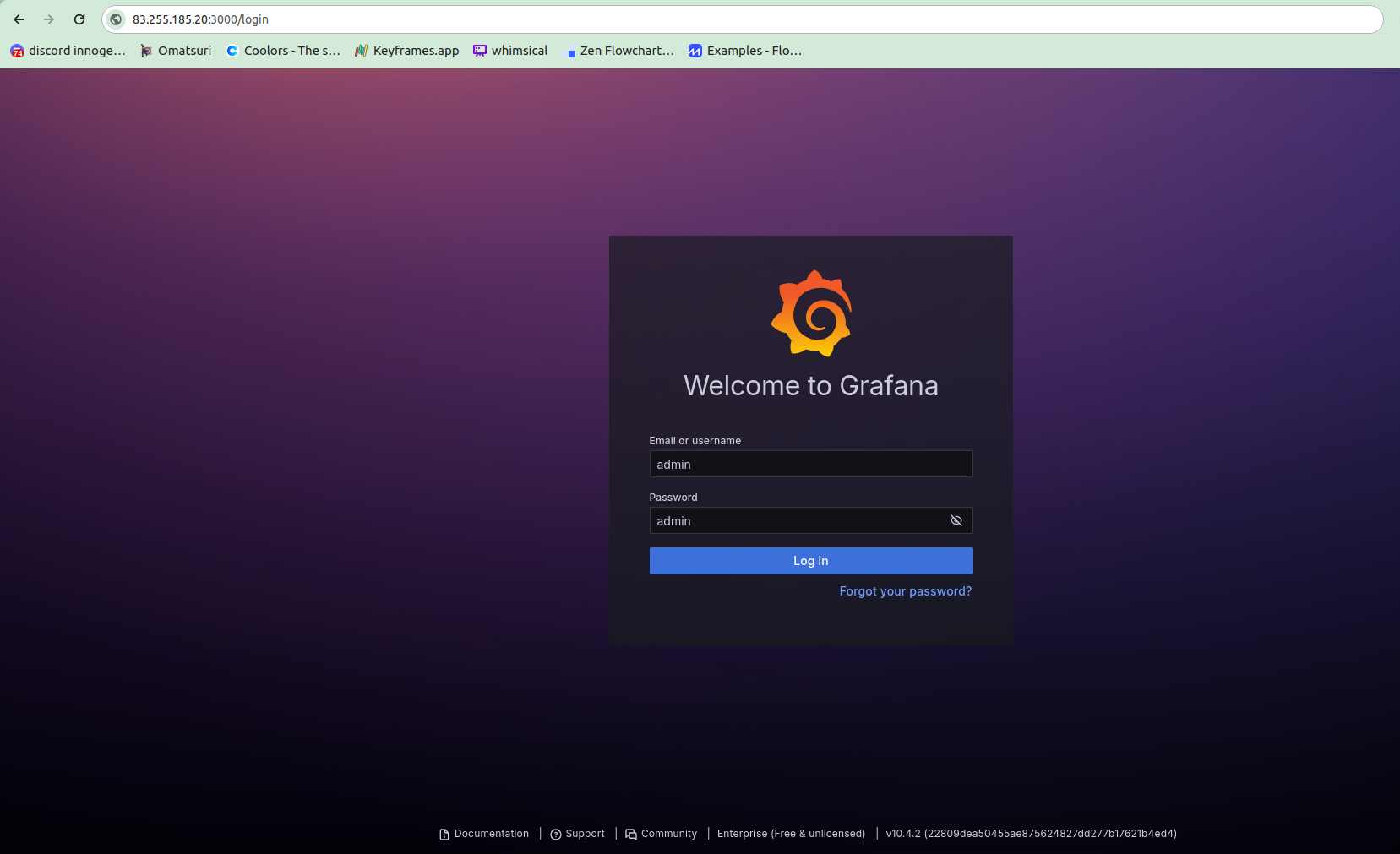 Grafana Login Screen