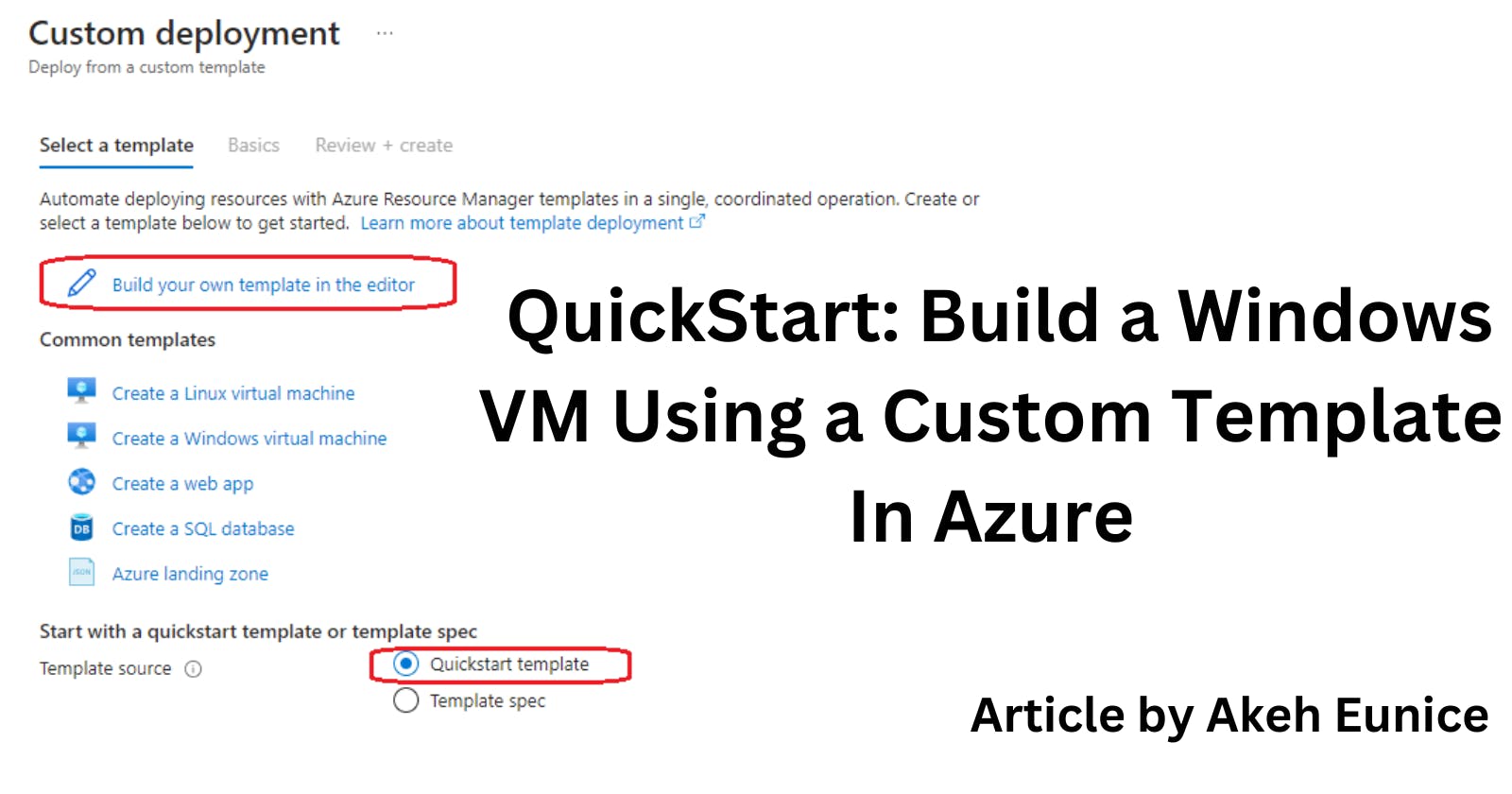 QuickStart: Build a Windows VM Using a Custom Template In Azure