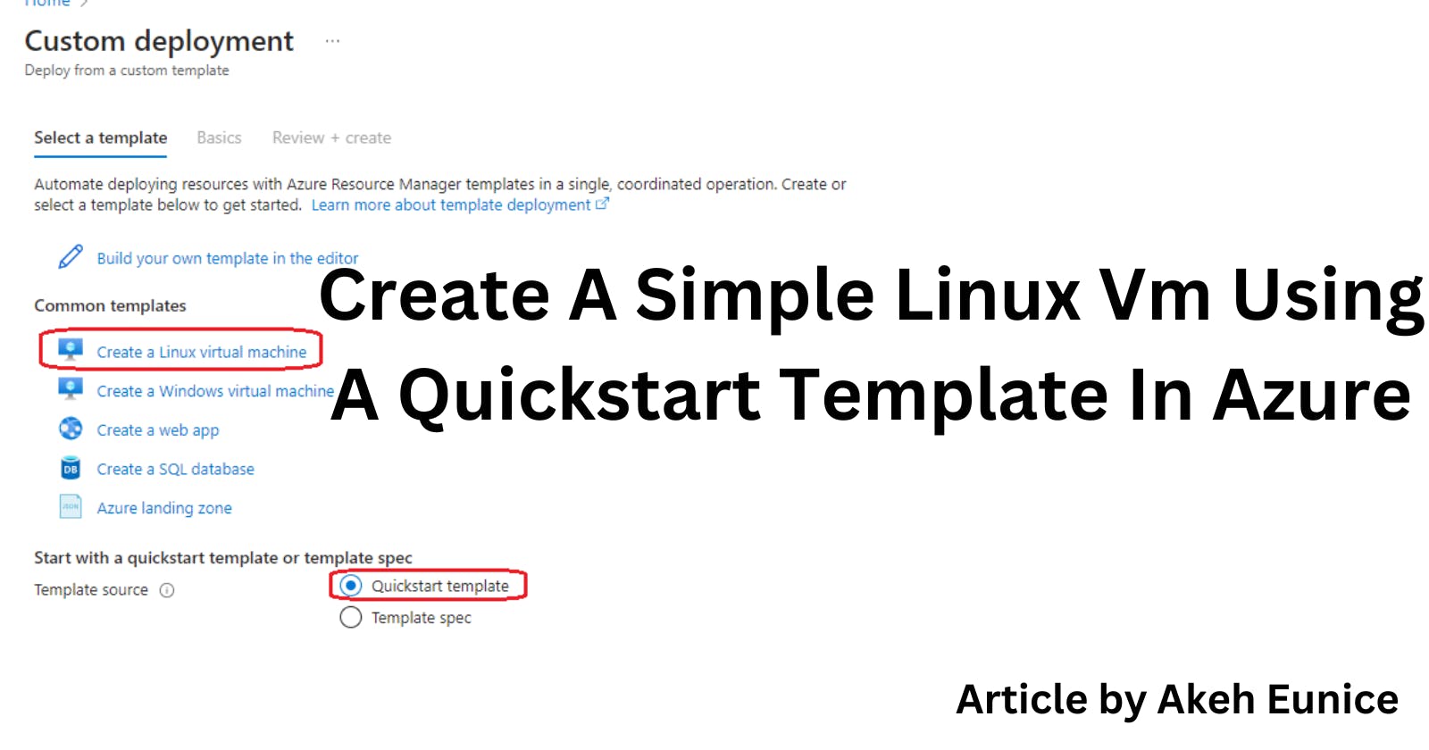 Create A Simple Linux Vm Using A Quickstart Template In Azure