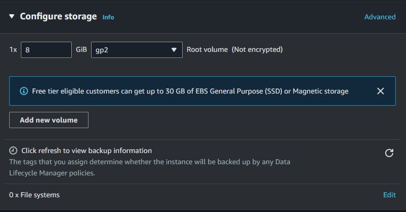 configure storage settings