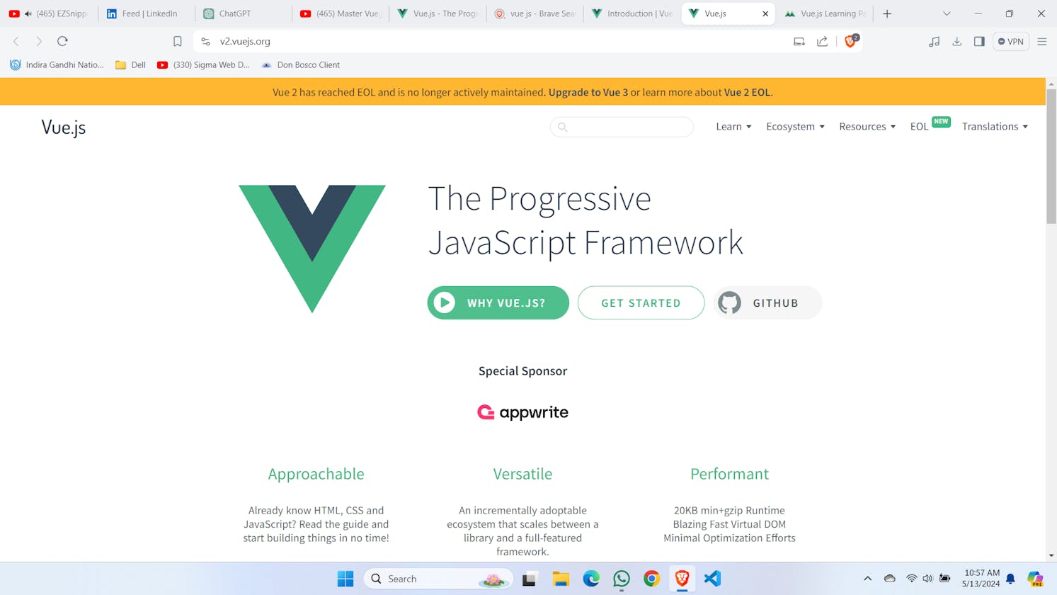 Learning Vue js : Throughout