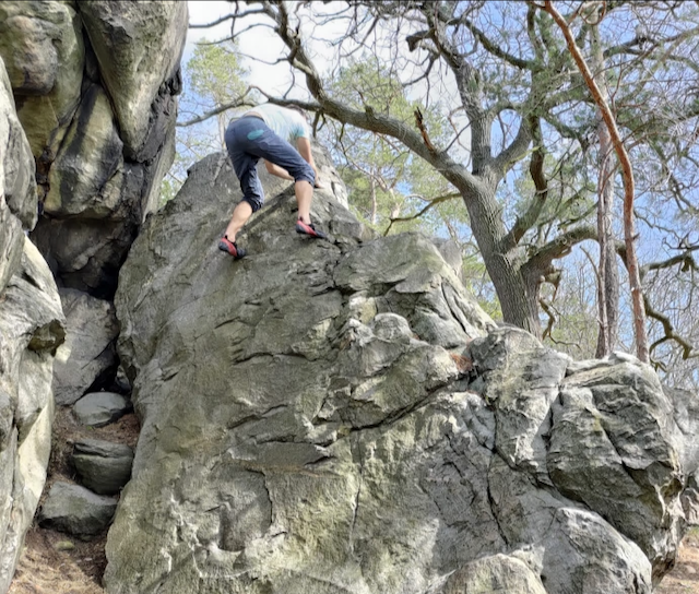 Me bouldering outside in Langenstein