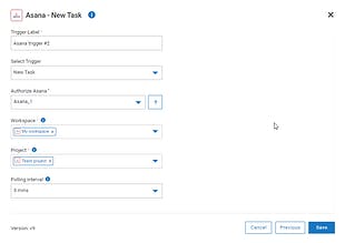 Asana trigger configuration