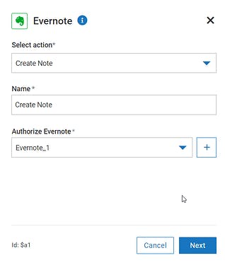 Evernote connector action