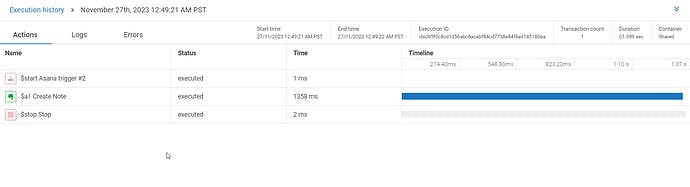 Workflow execution history