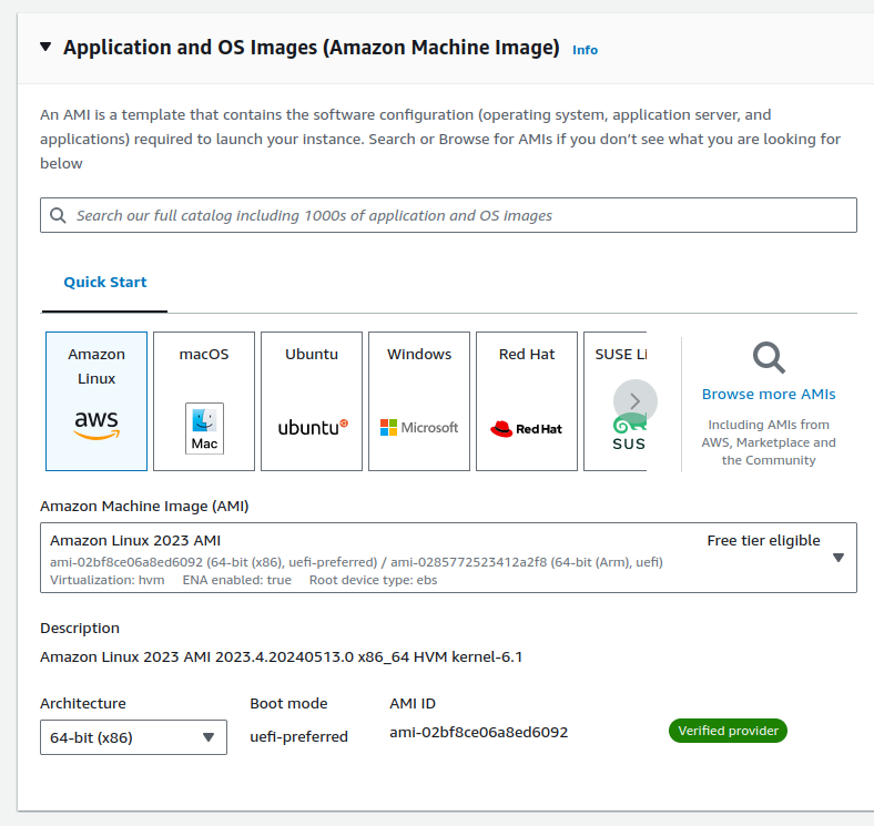 Choosing an EC2 OS (Amazon Linux 2023)