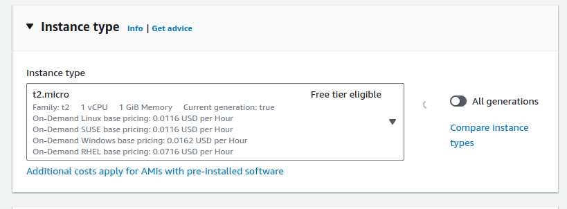 Choosing an EC2 Instance Type (t2.micro)