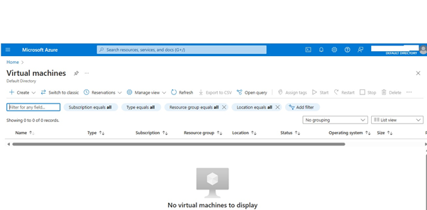 Azure VM Page