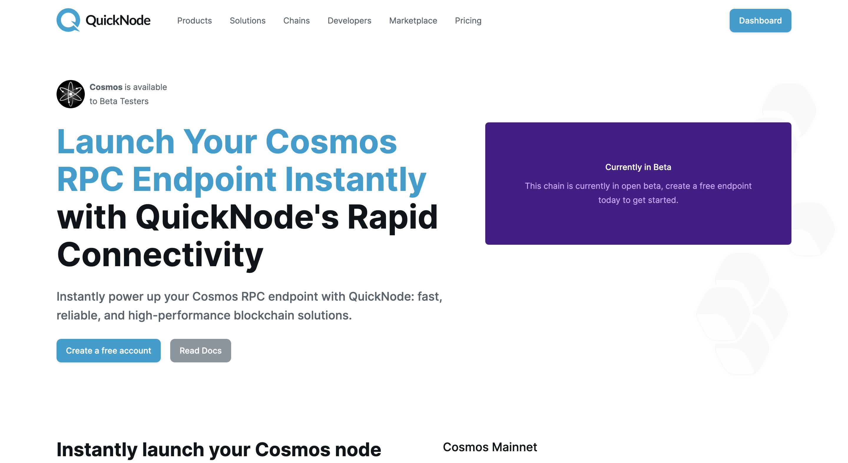 QuickNode now supports Cosmos Mainnet