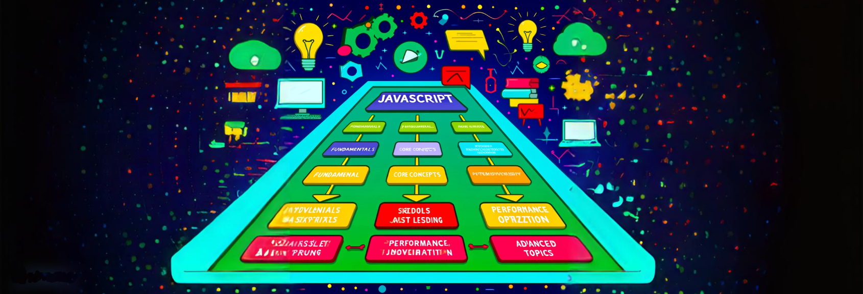 Detailed JavaScript learning roadmap with points and subpoints