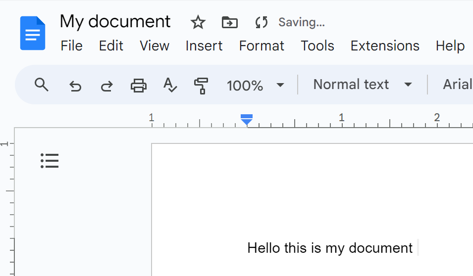 Screenshot of google doc example