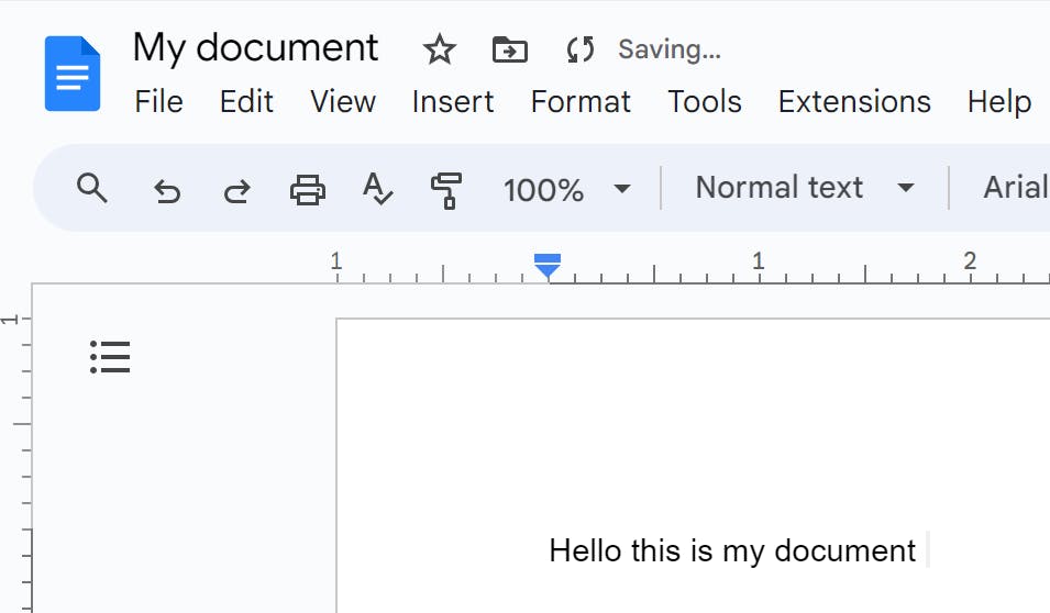 Screenshot of google doc example