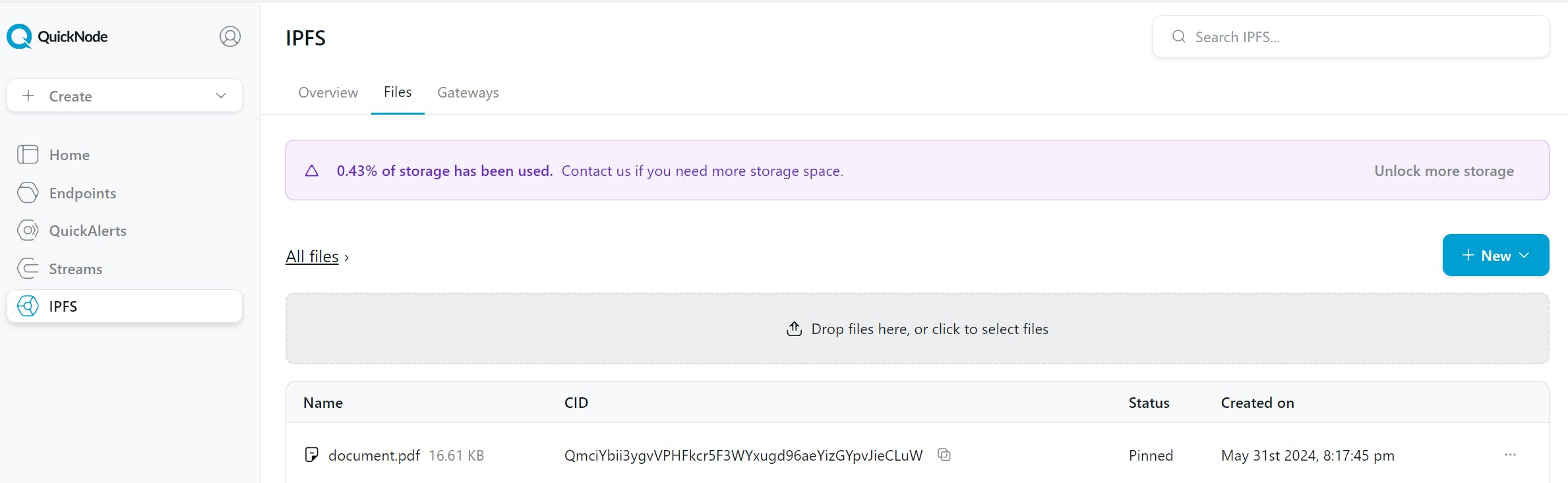 QuickNode IPFS Dashboard