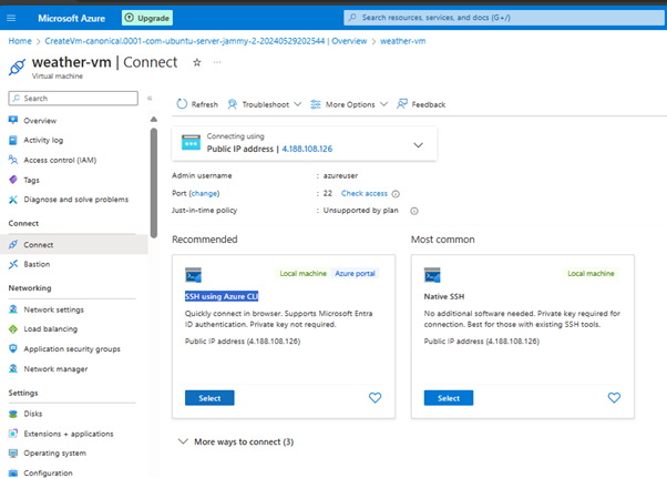 SSH Using Azure CLI