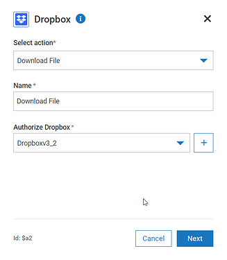 Dropbox connector action