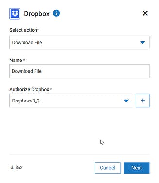 Dropbox connector action