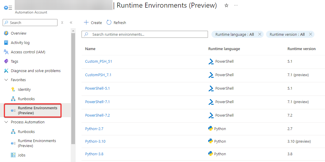 Managing Azure Automation Runtime Environments via PowerShell