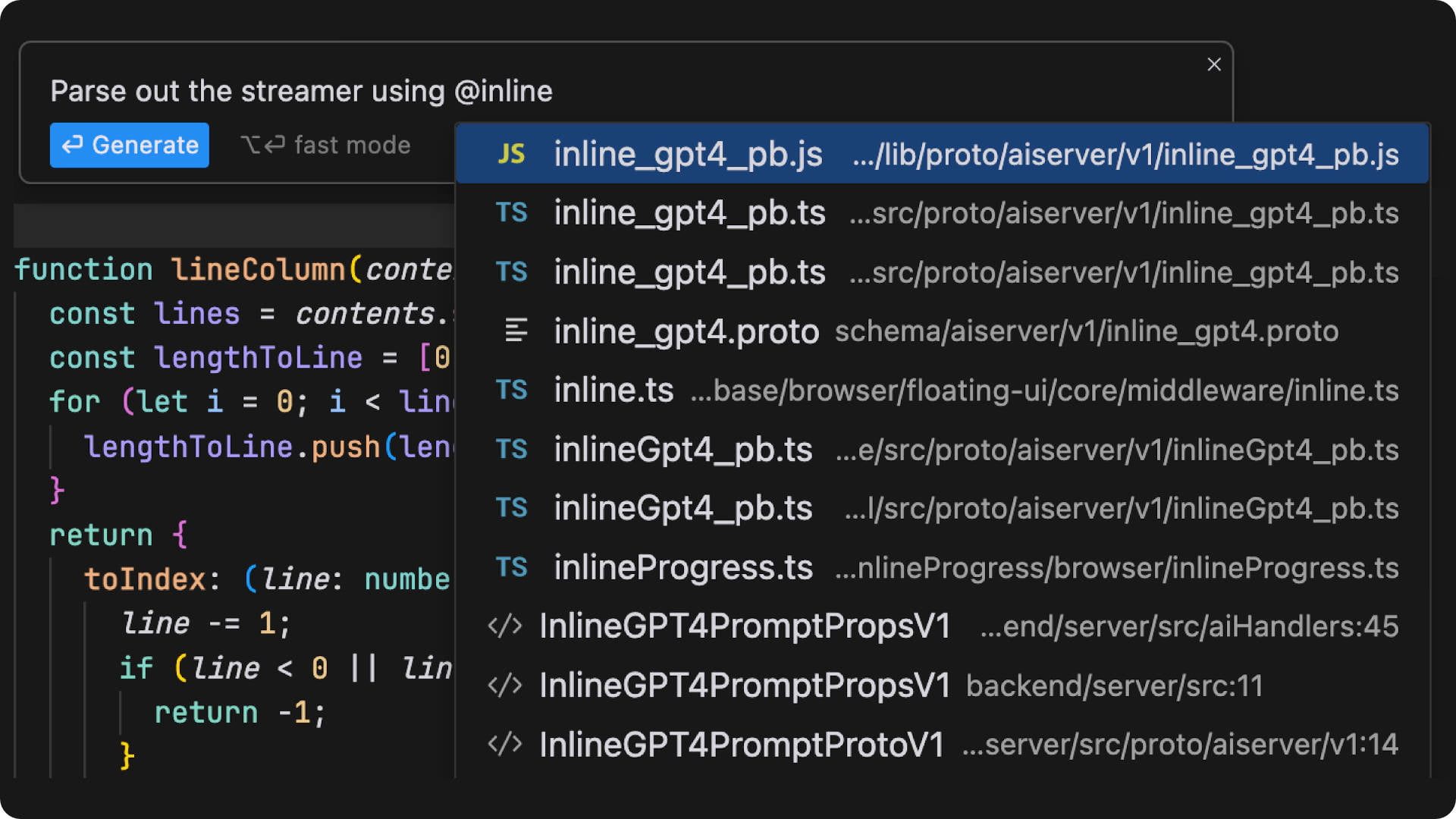 Command+K shortcut Preview