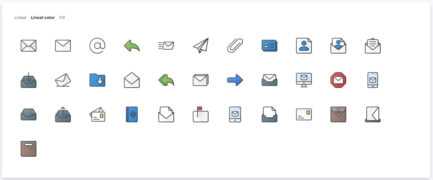 Email Icons lineal color style