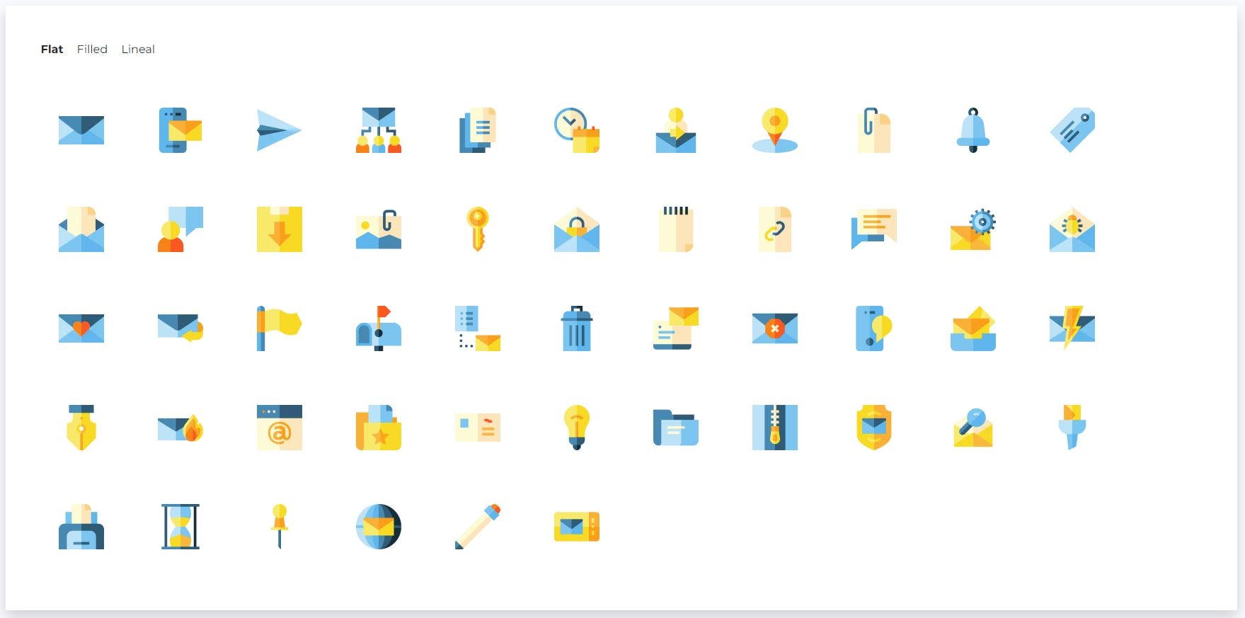 Email Icons flat style