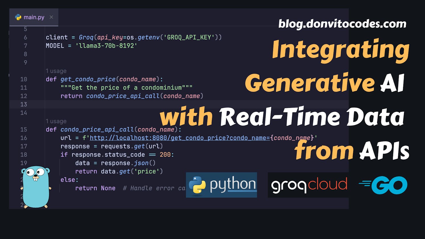 Integrating Generative AI with Real-Time Data from APIs - Groq, Python and Go