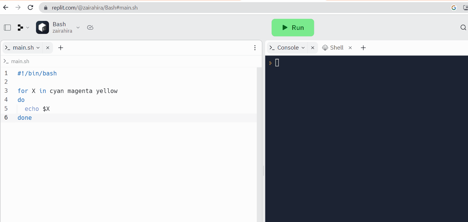 Running scripts and a bash shell in Replit