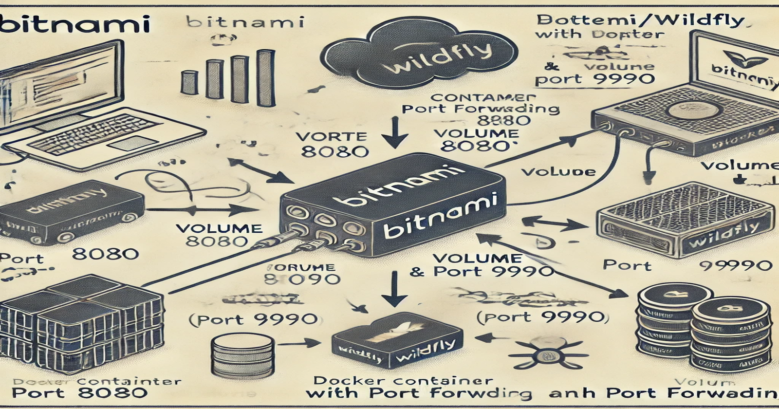 Deploying Bitnami/WildFly in Docker with Volume and Port Forwarding