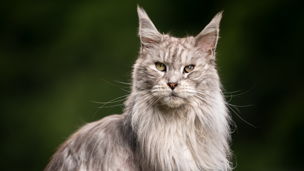 uzun tüylü yaşlı ve gri renk bir kedi