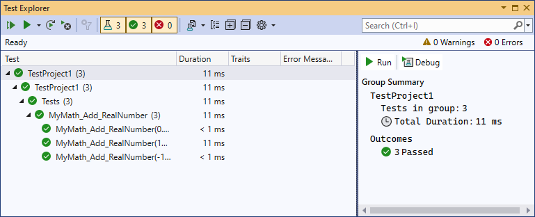 VS Run tests