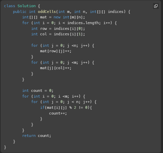 Cells with Odd Values in a Matrix(LeetCode-easy)