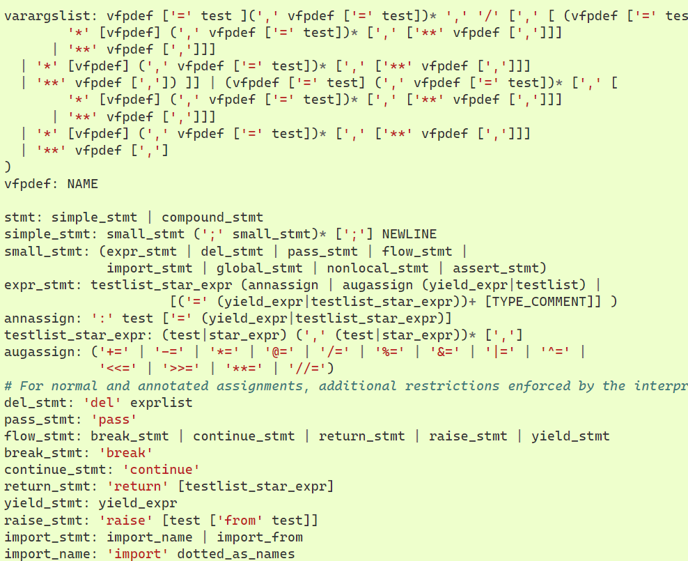 https://docs.python.org/3.8/reference/grammar.html