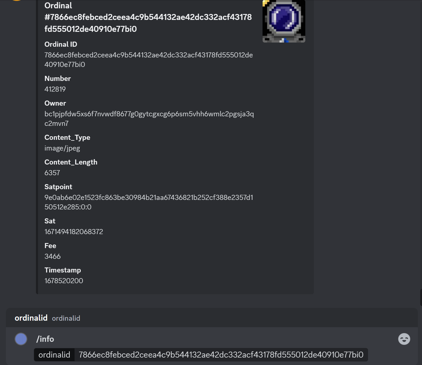 Discord Bitcoin Ordinal Bot