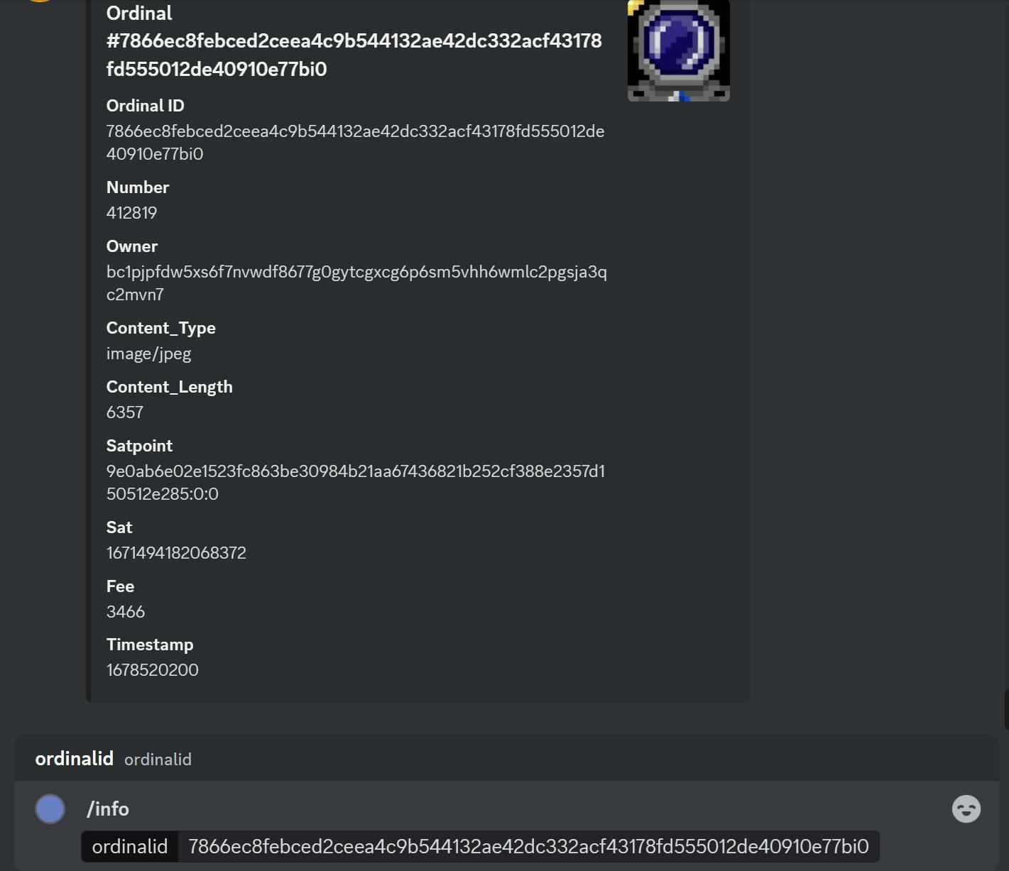 Discord Bitcoin Ordinal Bot