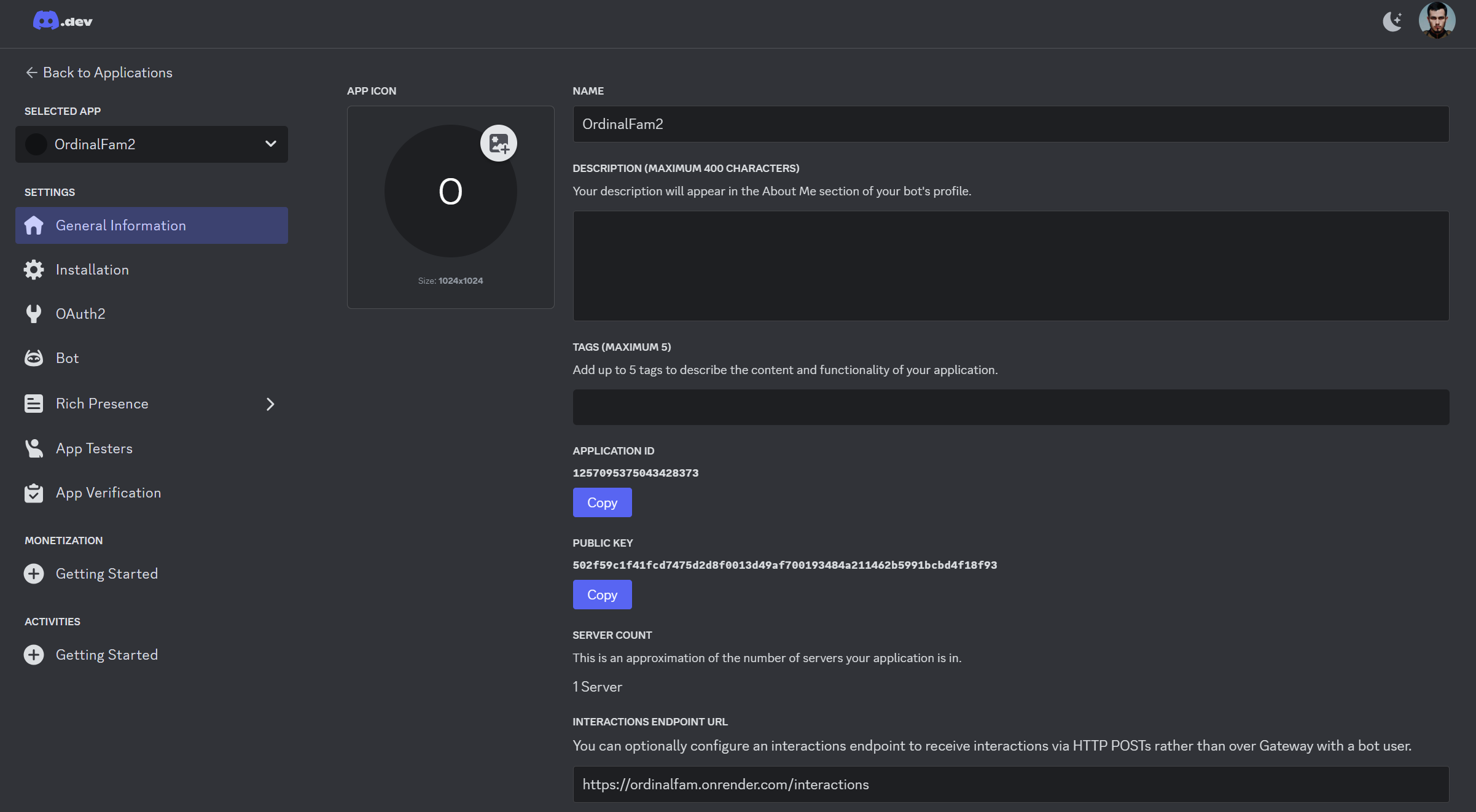 Discord Developer Portal, General Information