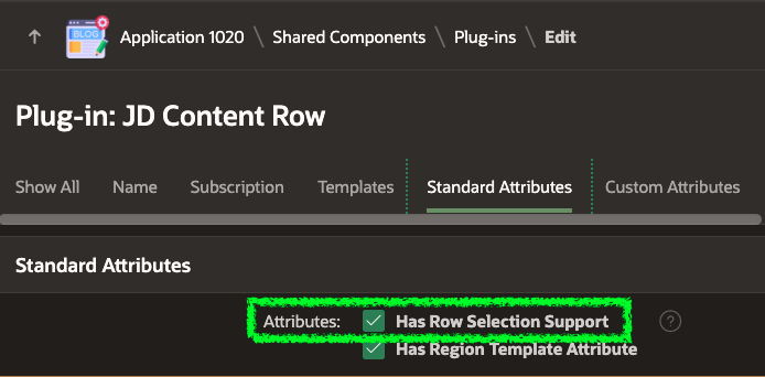 Oracle APEX Template Component Row Selection