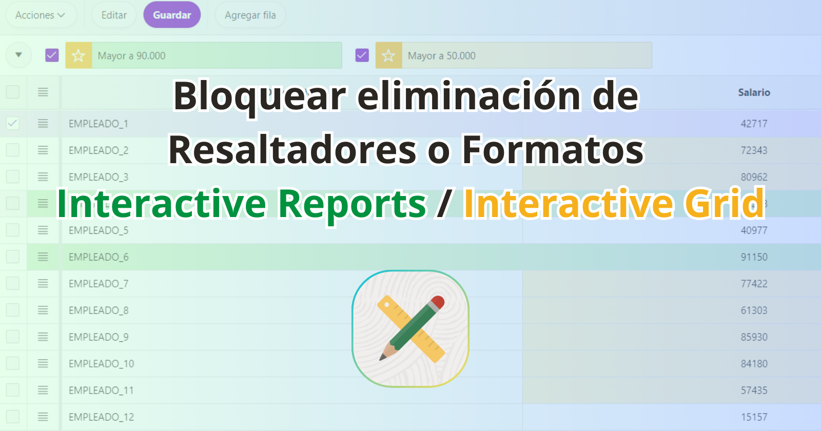 Bloquear eliminación de resaltadores o formatos en IR/IG