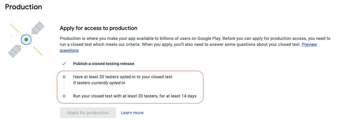 Google Play - 20 testers