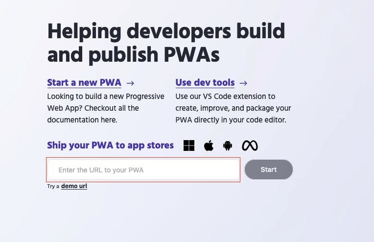 PWABuilder Home Page