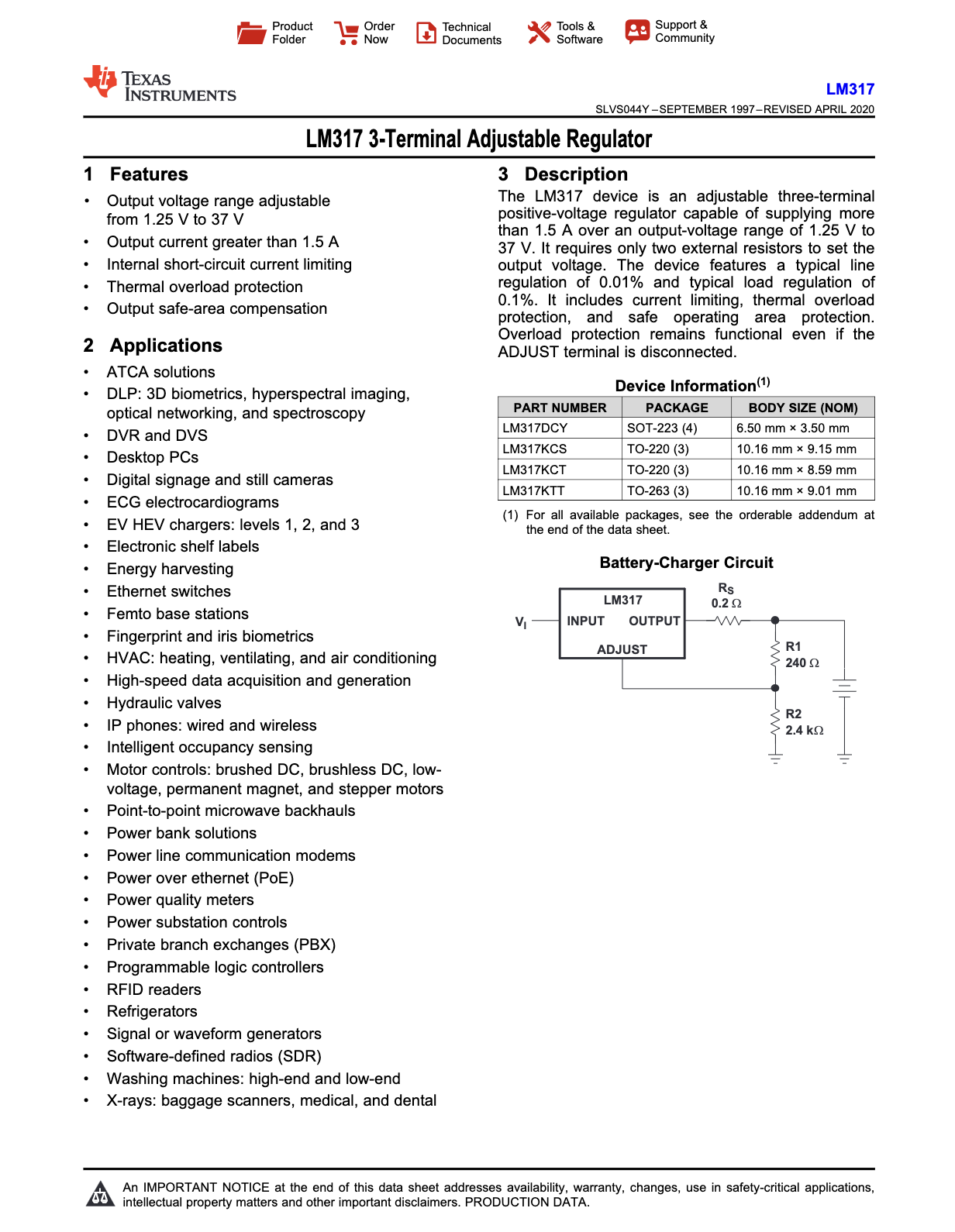 LM317 Datasheet